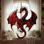 Dark Red Dragon Acrylic Suncatcher by Unknown