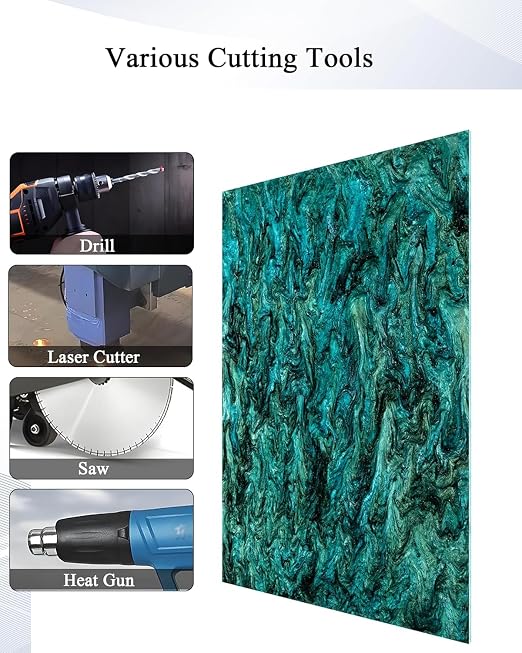 TOEPODO Pearlescent Marble Acrylic Sheets 1/8" Glitter Cast Opaque Plexiglass - Image 5