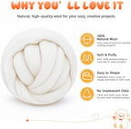 3.53oz Wool Roving: Needle Felting Wool White Roving Wool Felting Supplies Pure - Image 2