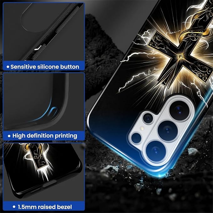 for Samsung Galaxy S26 Ultra Case, Cool Cross Pattern Glossy 2 in 1 Shockproof - Image 3
