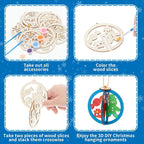 Chunful 72 Pcs DIY Wooden Crafts to Paint Winter Gingerbread Ornaments 3D - Image 6