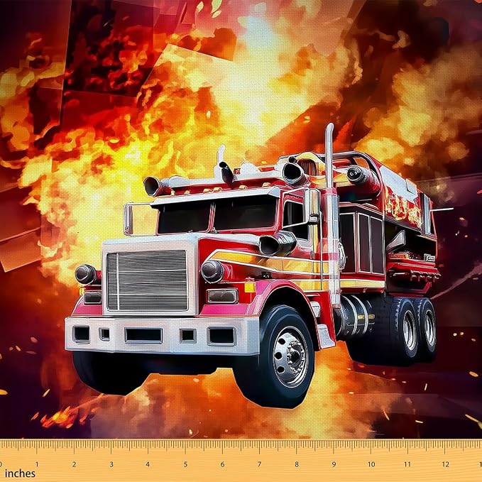 Erosebridal Fire Truck Upholstery Decor Fireman Soft Not Stretchy Decor Car by Erosebridal