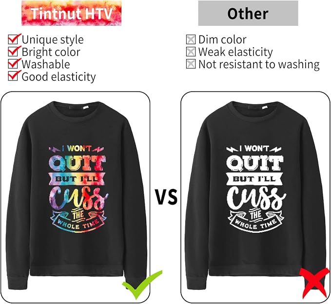 Tintnut Rainbow Watercolor Heat Transfer Vinyl, PU HTV sheets, easy cut & weed - Image 7