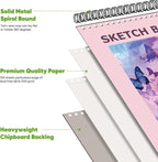 Soucolor Sketch Book 9" x 12" for Teen Girls, Cute Pink Sketchbook | 100 Sheets - Image 2