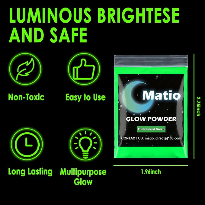 Matio Glow in The Dark Pigment Powder, 8 Colors Luminous Pigments 10g/0.35oz | - Image 5