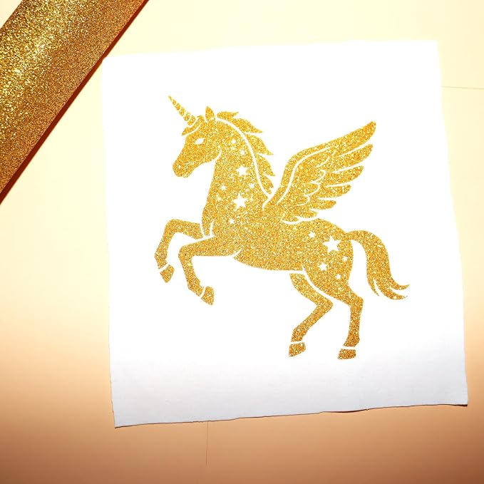 Gold Glitter Heat Transfer Vinyl Rolls Gold Iron HTV Vinyl 12inch x 7feet Iron - Image 8