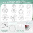 Cinnvoice 612 Pcs Patchwork Paper EPP English Piecing Supplies 12 Shapes - Image 3
