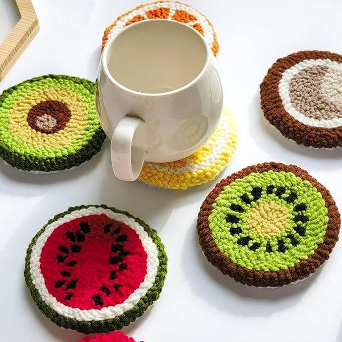 Avtytsda 6PCS Punch Needle Coaster Kit, Easy Punch Needle DIY Embroidery Set - Image 4