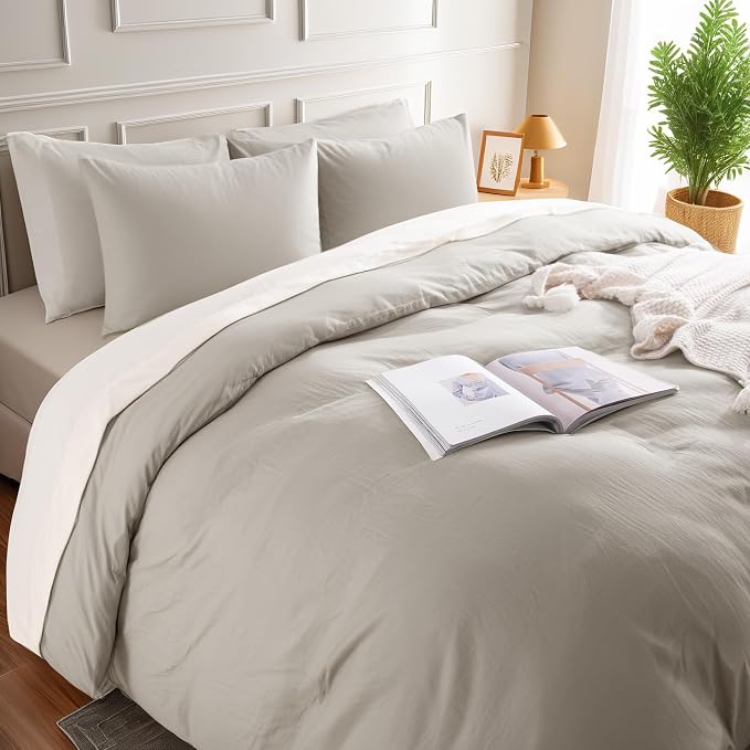 NEXHOME PRO Duvet Cover Twin Size, 100% Washed Cotton Orgnic Linen Like - Image 4