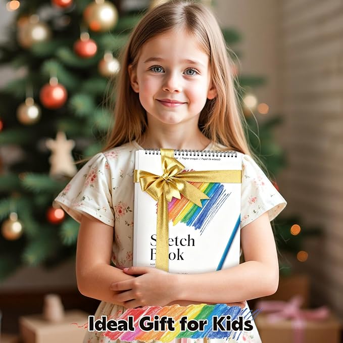 4 Pack Sketch Book, 9 x 12 Inch Sketchbook, 68lb/100gsm Spiral Bound Sketch Pad - Image 7