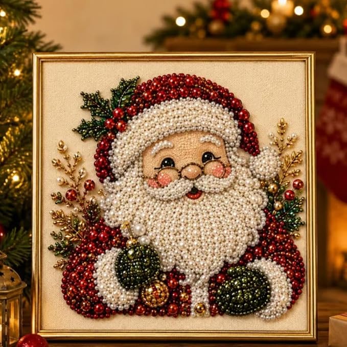 DIY Christmas Pearl Diamond Art Painting Kit, Cute Santa Elk Christmas Pearl - Image 2