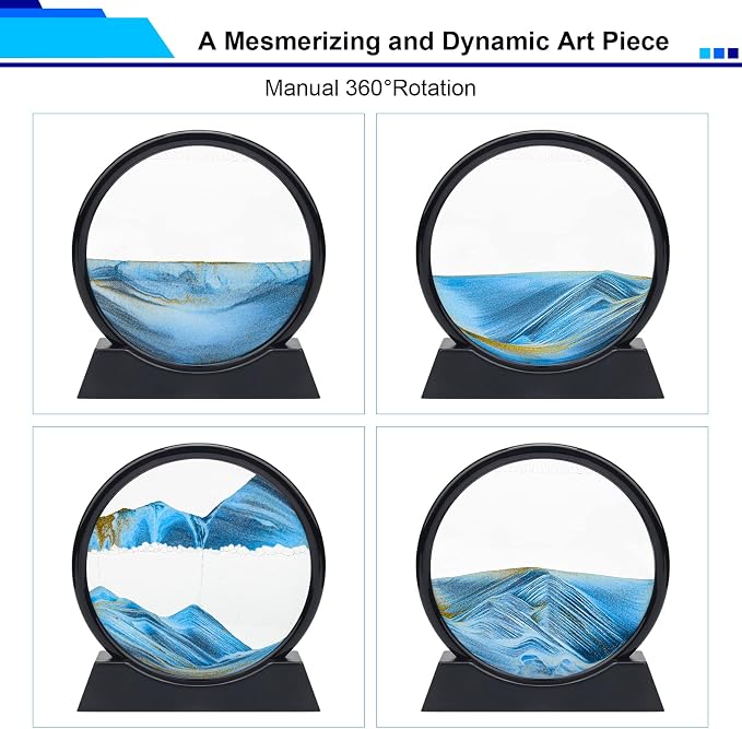Coitak Moving Sand Art Picture, Round Glass Dynamic Sand Picture, Desktop Sand - Image 4