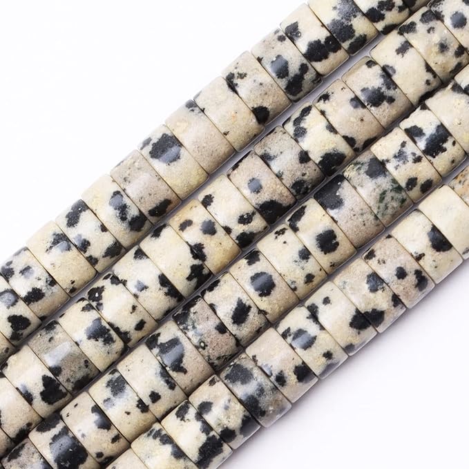 Natural Stone Heishi Beads for Necklace Making, 4 mm x 6 mm Small Flat Round by YUGDRUZY