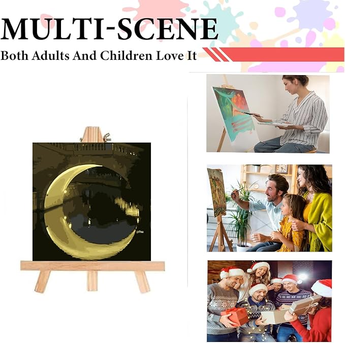 Painting by Numbers Kit for Adults Beginner, Night Bridge Moon Paint by Numbers - Image 5