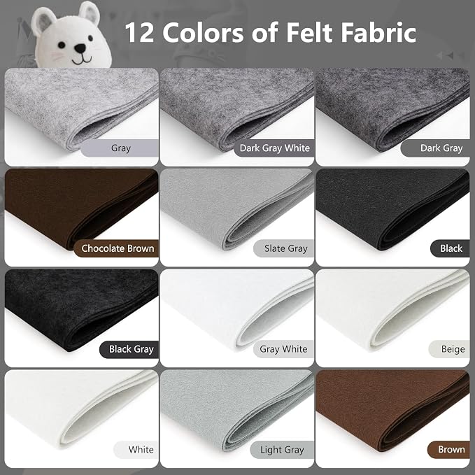 12 Rolls 8"x35" Large Stiff Felt Sheets, 1mm Felt Fabric Sheet - Image 2