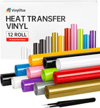 VinylRus Heat Transfer Vinyl Bundle （12 Roll）-12” x 5ft Iron on Vinyl Roll by VinylRus