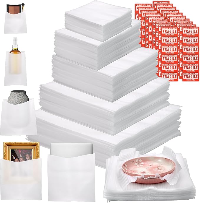 302 Pcs Packing Moving Foam Pouches & Sheets, 5 Sizes Cushion Foam Wrap Pouches by VIOBEPASS