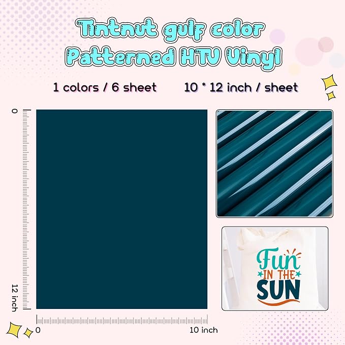 Tintnut Gulf Color Heat Transfer Vinyl, easy cut & weed, stretch washable - Image 2