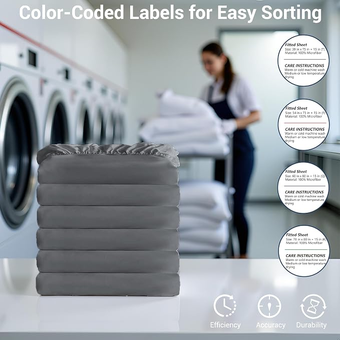 Bulk Full Fitted Sheet Only Deep Pocket 6 Pack, Quick Sort Bottom Bed Sheets - Image 6