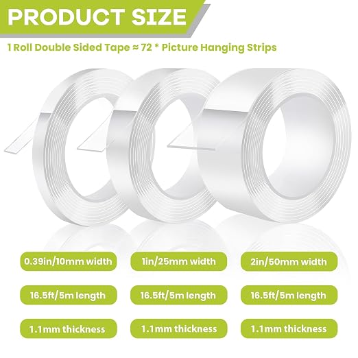 Double Sided Tape Heavy Duty, Removable Nano Double Sided Adhesive Tape - Image 2