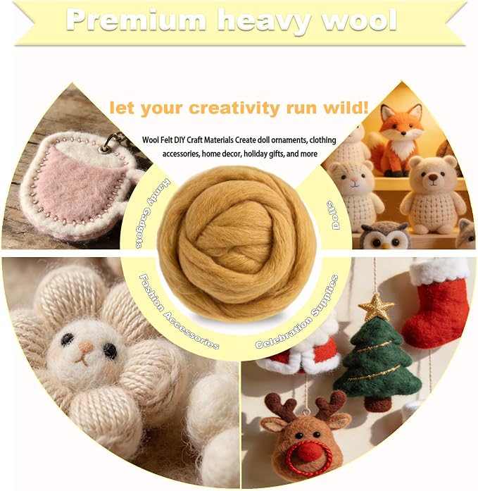 Wool Roving-3.5oz Needle Felting Wool, Soft Multi-Color Wool Fiber, Perfect - Image 3