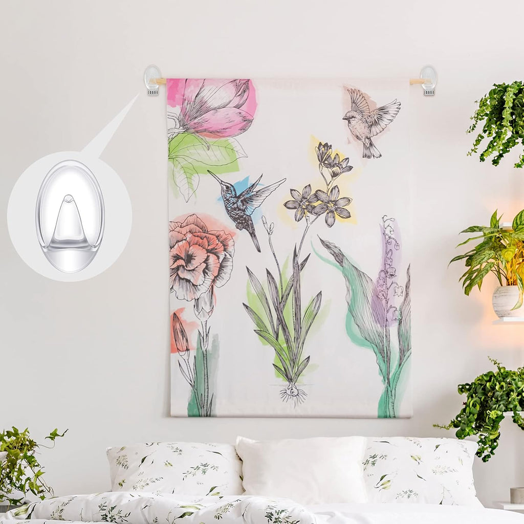 Blulu 12 Pcs Clear Adhesive Hooks for Hanging Wall Hooks Heavy Duty 22 lb Max No Damage Waterproof Transparent Hook with 15 Pcs Self-Adhesive Tapes for Home Bathroom Kitchen Office Wall