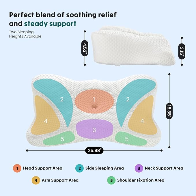 DUMOS Cervical Neck Pillow, Cooling Ergonomic Memory Foam Pillows - Image 7