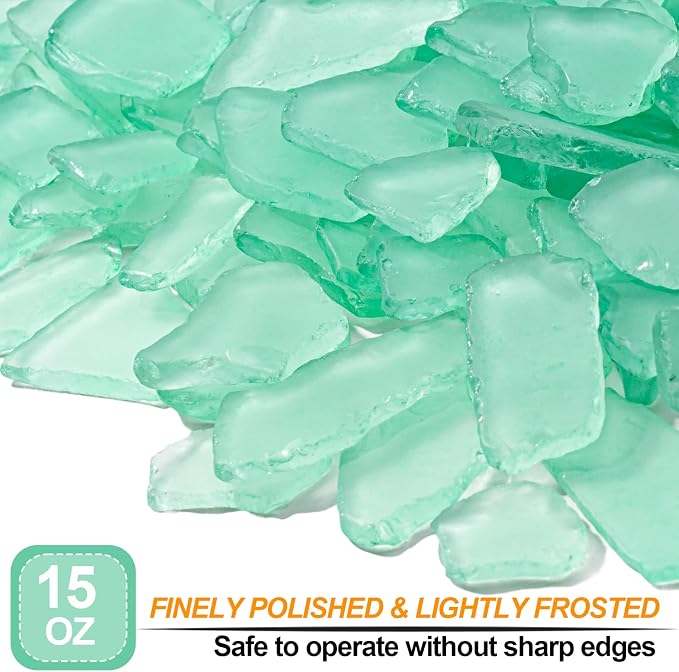 Keedolla Tumbled Sea Glass for Crafts - 15 OZ Flat Frosted Seaglass Pieces for - Image 2