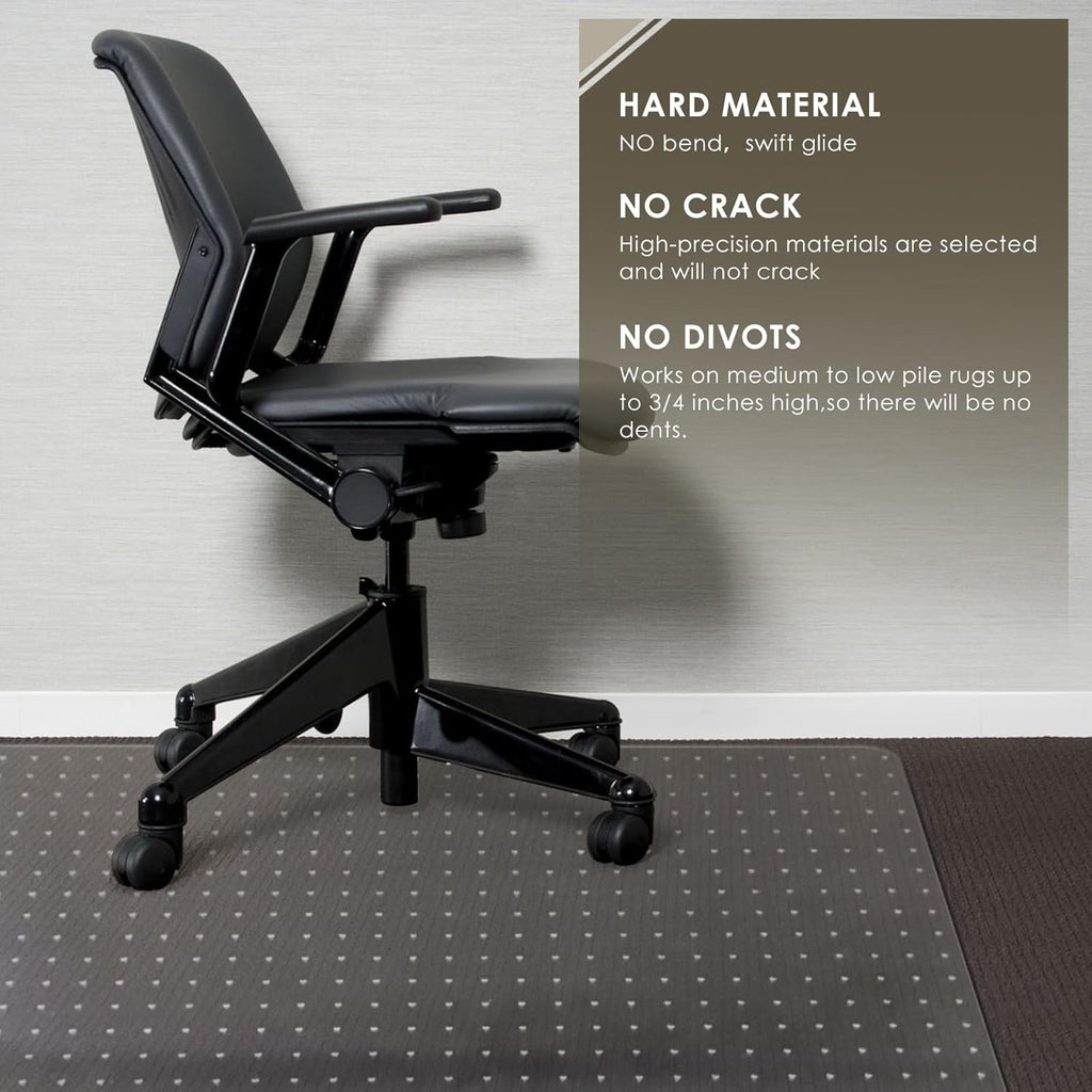 Azadx Heavy Duty Office Chair Mat for Carpet 36" x 55" Hard Material Chair Mat for Carpeted Floor Slip Resistant Carpet Protector for Home Office Easy Glide Desk Floor Mat for Office Chair on Carpets