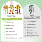 WaldyWop Crochet Kit for Beginners: 3 PCS Hanging Potted Crochet Plants Kits - Image 5
