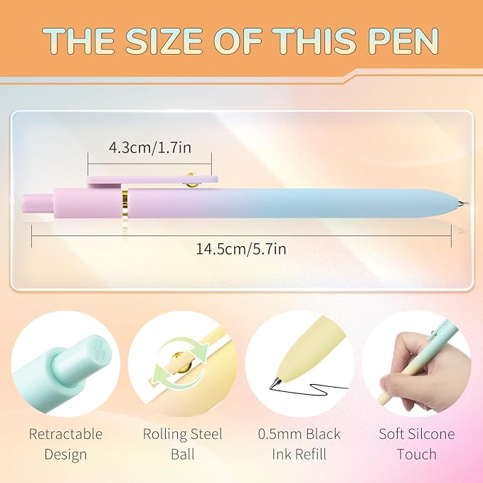 UIXJODO 12 Pcs Gel Pens 0.5mm Quick Dry Black Ink Pens Fine Point Smooth - Image 2