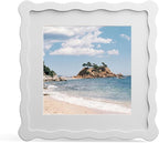 8x8 Picture Frame with Mat for 6x6, Wavy Edge Wooden Real Glass Photo Frame for by THKRLOF