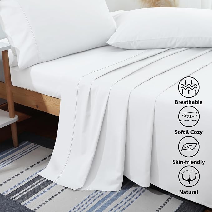 Flat Sheet Only 2 Pack, King Size 400 Thread Count 100% Egyptian Cotton Flat - Image 2