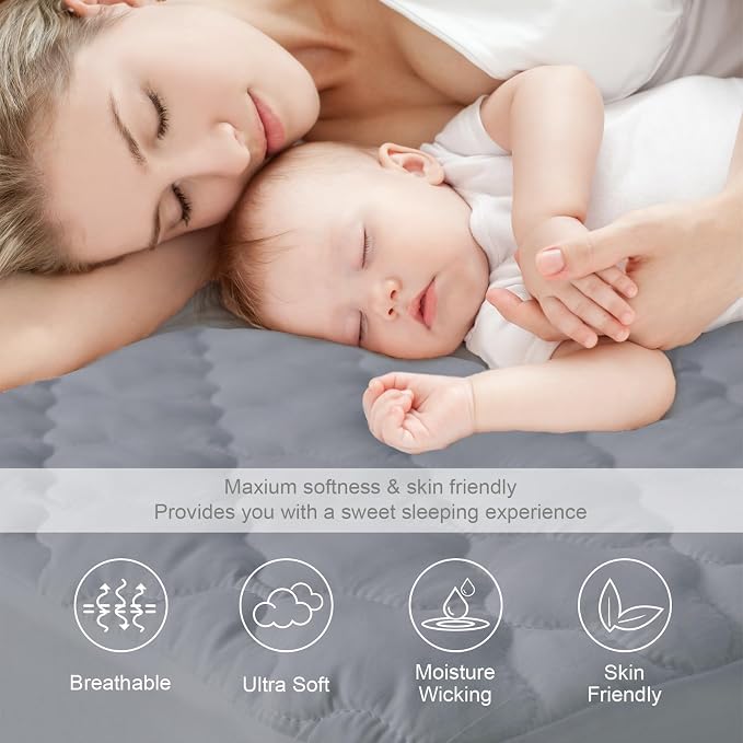 Twin Mattress Protector Pad Waterproof Quilted, Breathable & Cooling Twin Size - Image 3