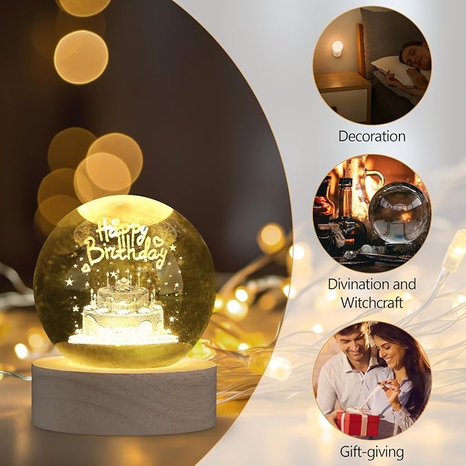 MAIBAOTA Birthday Decor Crystal Ball 2.4 Inches Glass Ball Birthday Gifts - Image 5