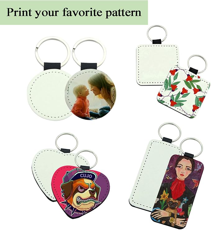 12 Pcs Sublimation Blank Keychains, PU Leather White Keychains Ornament Pendants - Image 3