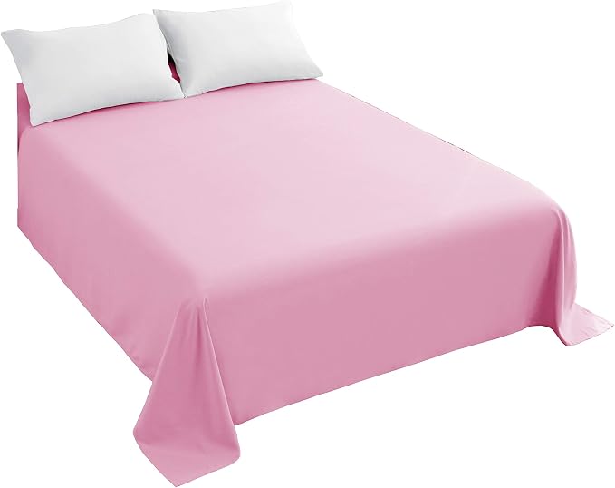 Sfoothome Bedding Flat Sheet, King Pink Top Sheet by Sfoothome