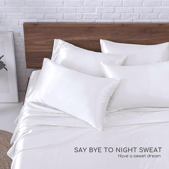 MR&HM Satin Bed Sheets, Queen Size Sheets Set - Image 6