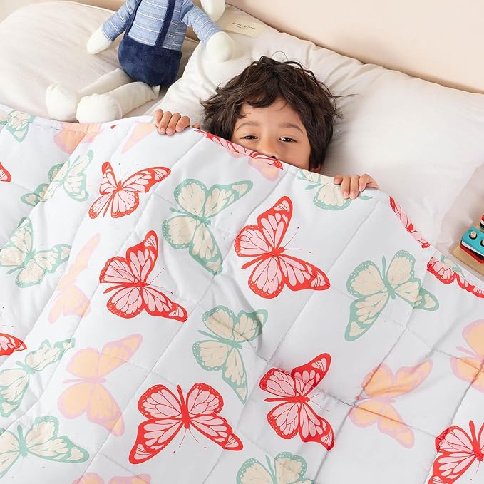 Sivio Weighted Blanket 3lbs, Butterfly Friends Small Cooling Heavy Blankets by Sivio