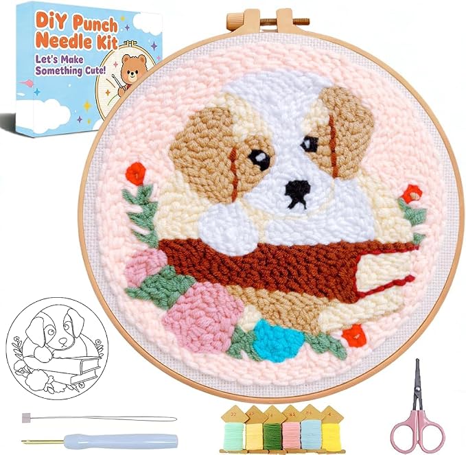 TCDZMYGS Dog Punch Needle Kits, Book Dog Punch Needle Kits by TCDZMYGS
