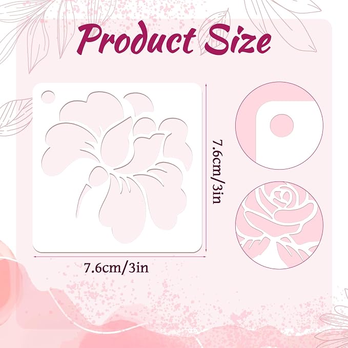 20 Pcs Flower Stencils for Crafts Reusable Flower Stencils for Painting on Wood - Image 2