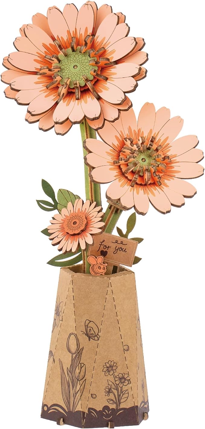 rowood 3D Puzzles for Adults, Mother's Day DIY Wooden Flower Building Set Craft by RowoodAssembleArtDecorateLife