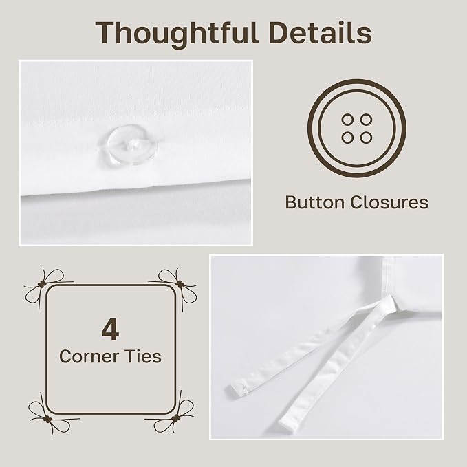 California Design Den 3 Pc White King Duvet Cover Set - Image 6