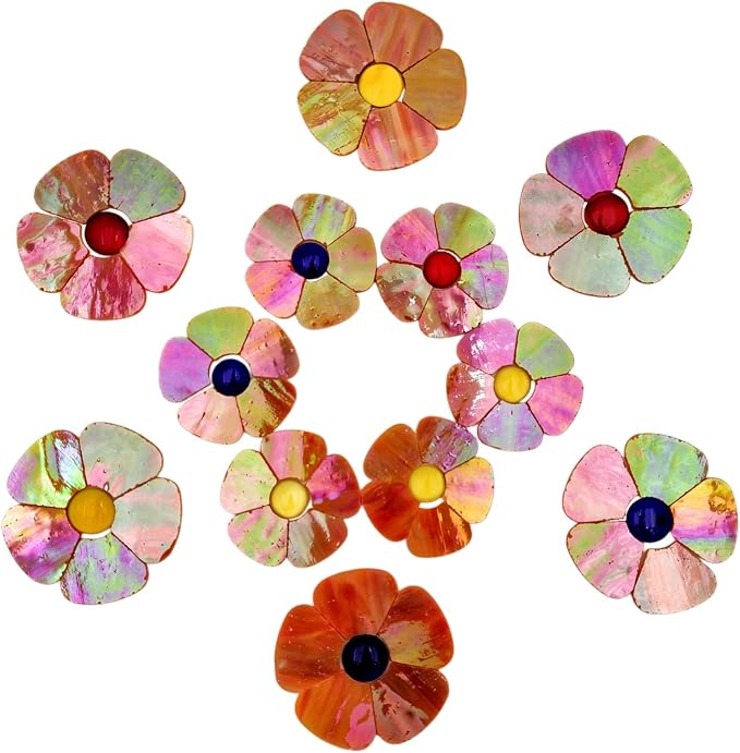 Esweny 12 Flower Stained Glass Mosaic Tiles by Esweny