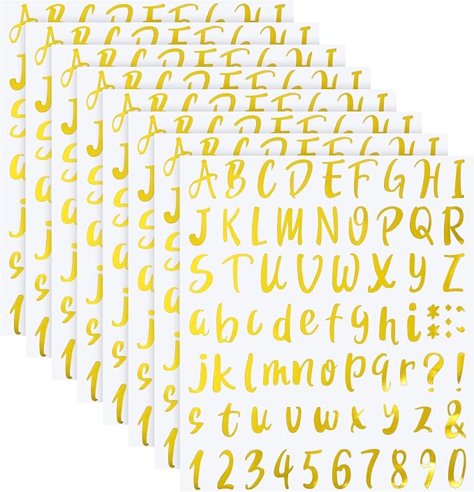 Outus 576 Pcs 8 Sheets Letters Stickers Vinyl Alphabet Number Decals Back to by Outus