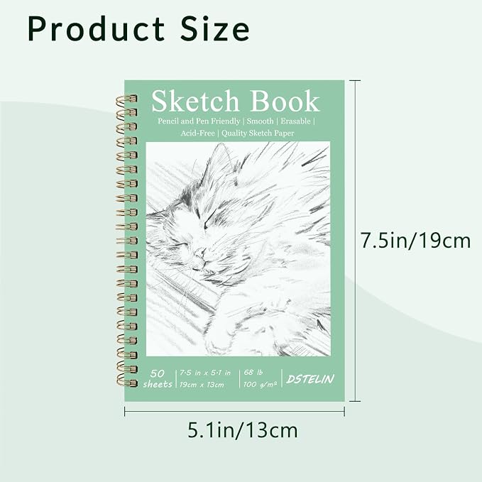 DSTELIN 2 Pack Hardcover Sketchbooks, 7.5x5.1 Inch Spiral Sketch Book - Image 2