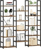 NUMENN Triple Column 5 Tier Bookshelf, Bookcase by NUMENN