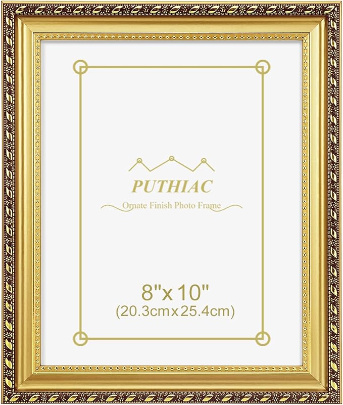 puthiac 8x10 Gold Picture Frame, Vintage Ornate Decorative Photo Frame by PUTHIAC
