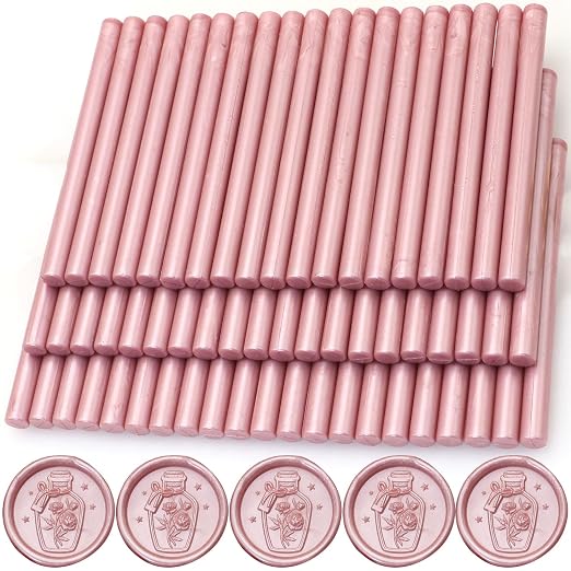 60pcs Wax Seal Sticks, Rose Gold Sealing Wax Sticks, HOSEALING Glue Gun Wax by HOSEALING