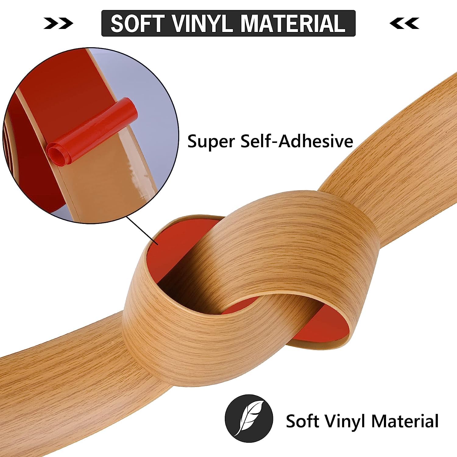 5Ft Floor Transition Strip Self Adhesive Vinyl Cover Floor Strip Flat Divider Transition Strip Wood Grain Design for Laminate Floor Gaps and Doorway Transitions (5Ft x 2 Inch, Light Brown)